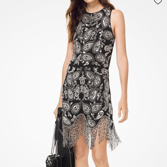 MICHAEL Michael Kors Dresses & Skirts - HOST PIC MICHAEL KORS PAISLEY DRESS STUNNING SPARKLE FRINGE DETAILS SZ S